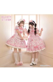Mademoiselle Pearl Sanrio Hello Kitty Candy Themed Apron Blouse Salopette JSKs and OPs(Reservation/Full Payment Without Shipping)